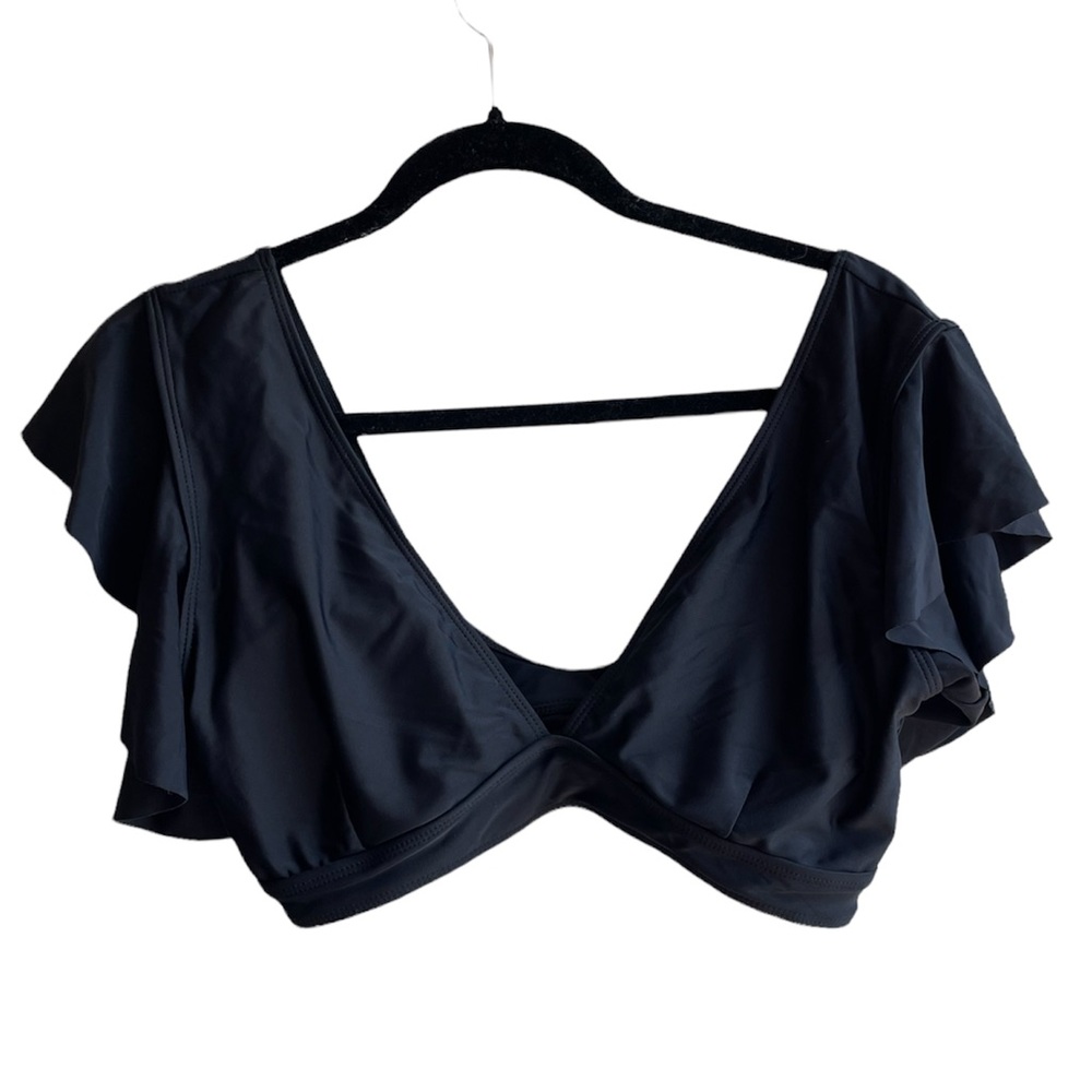Elegant Black Ruffle Bikini Top